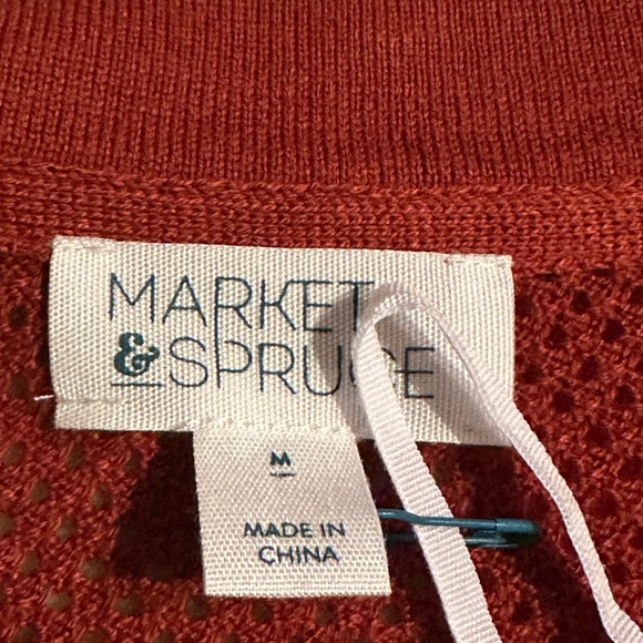 MARKET & SPRUCE Rowan Textured Cotton Blend Sweater Copper M Stitch Fix Nwt - Picture 6 of 11